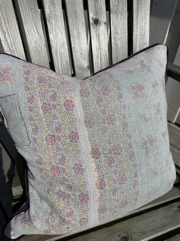 Putetrekk vintage kantha blokktrykket bakside 50x50 cm Nr 5