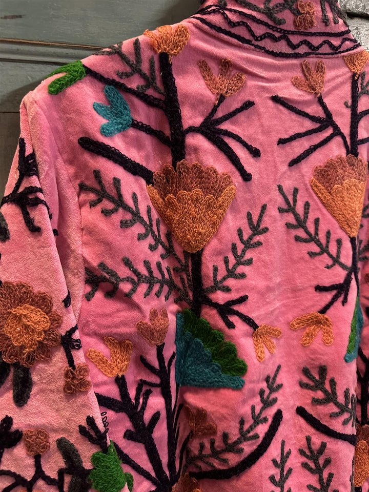 Anouska jakke velur med broderier light pink