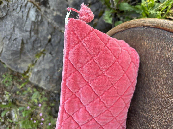 Toalettmappe velur raspberry