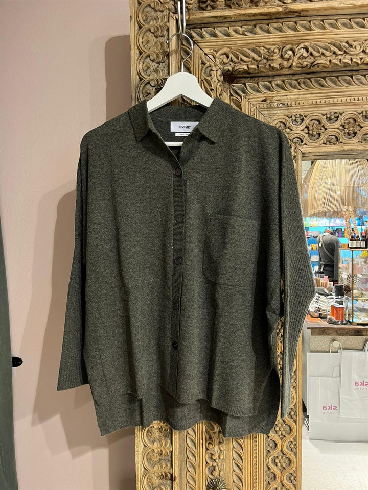 Andrea cashmere jakke med krage ash