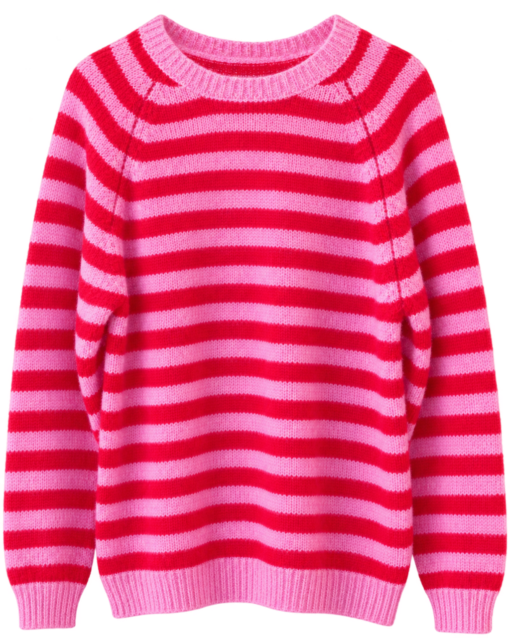 Rosas genser mohair stripet rosa og rød