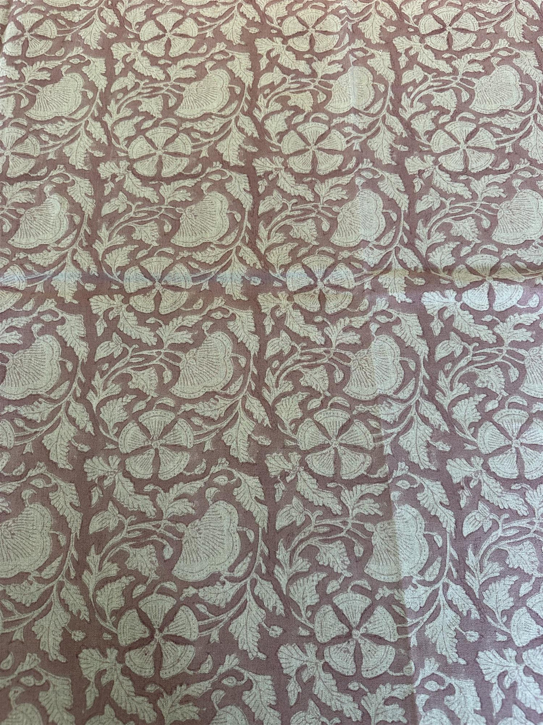 Duk 100% lin blokktrykket mønster 150x350 cm old rose