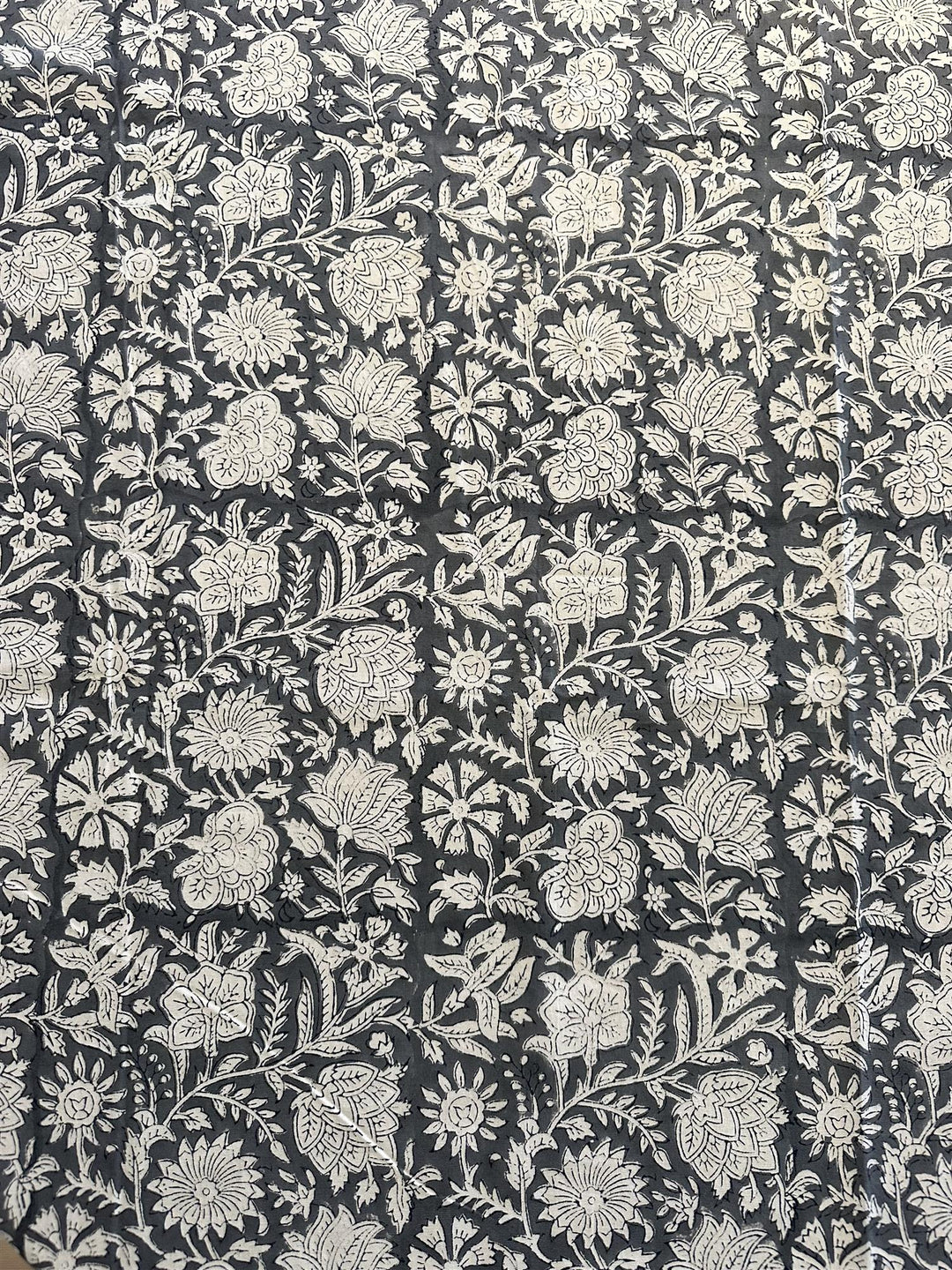 Lang duk blokktrykk 150 x 350 cm grey