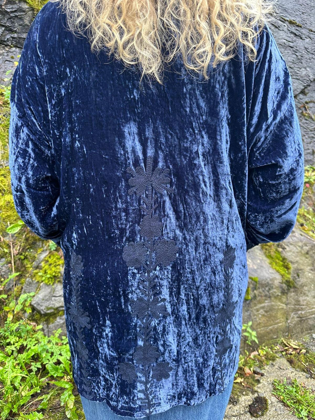 Valentina kimono velur dyp blå