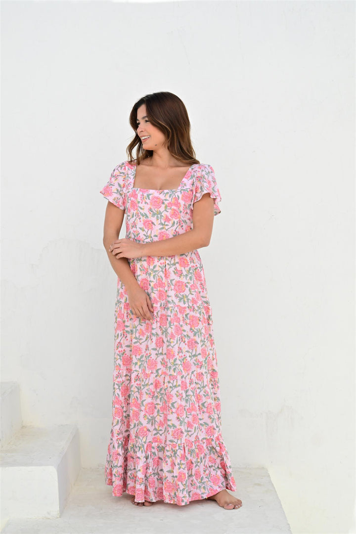 Montpellier kjole lang pink lurex