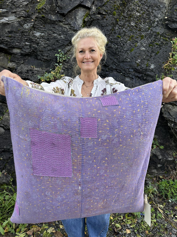 Putetrekk vintage kantha 50x50 cm Nr 99
