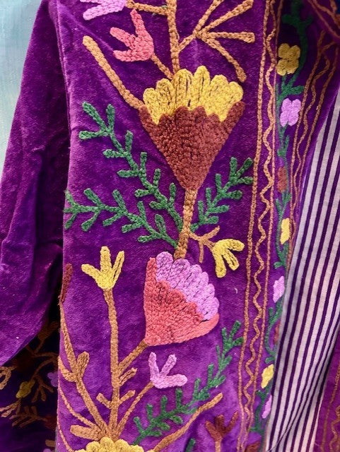 Anouska jakke velur med broderier purple