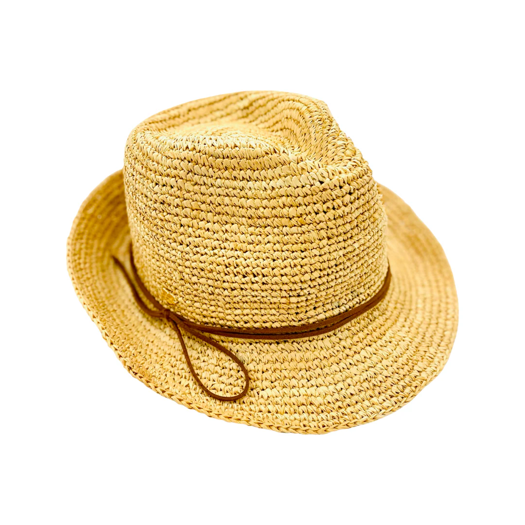Santa Fe hat raffia natur med brunt skinnbånd