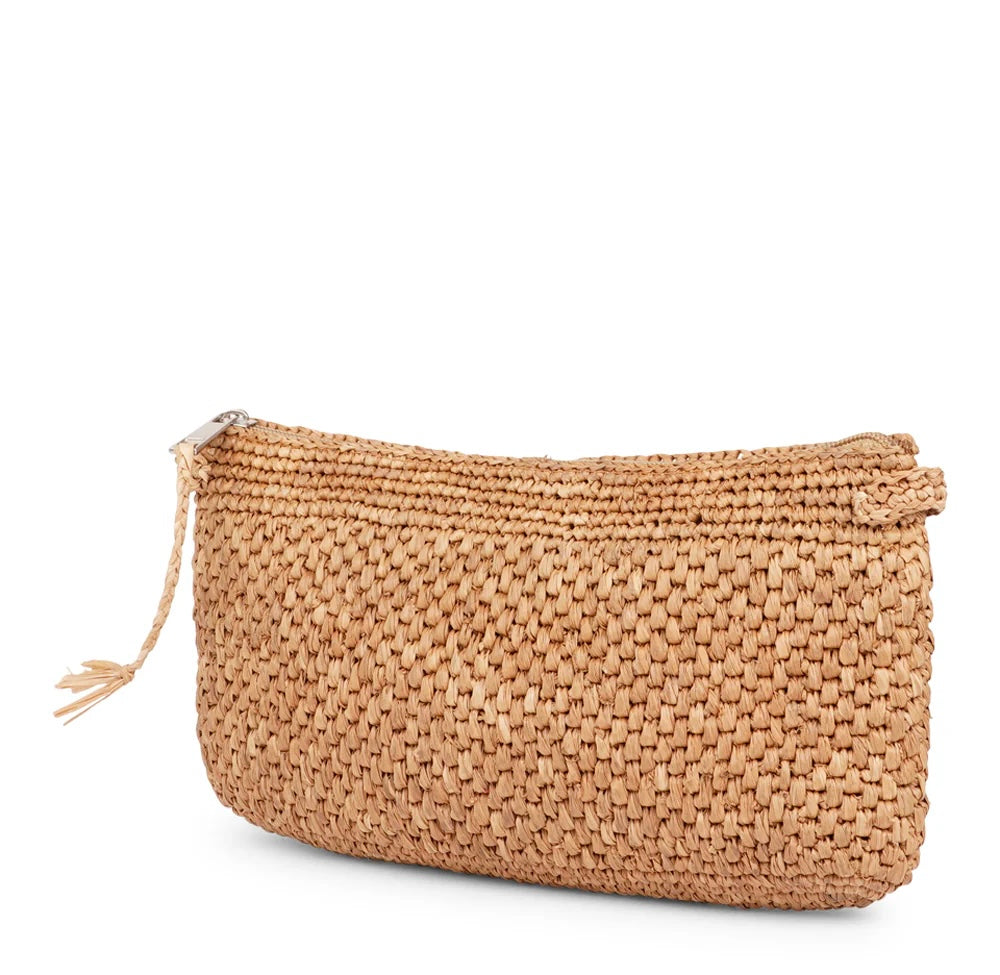 Meliso clutch raffia toasted nut