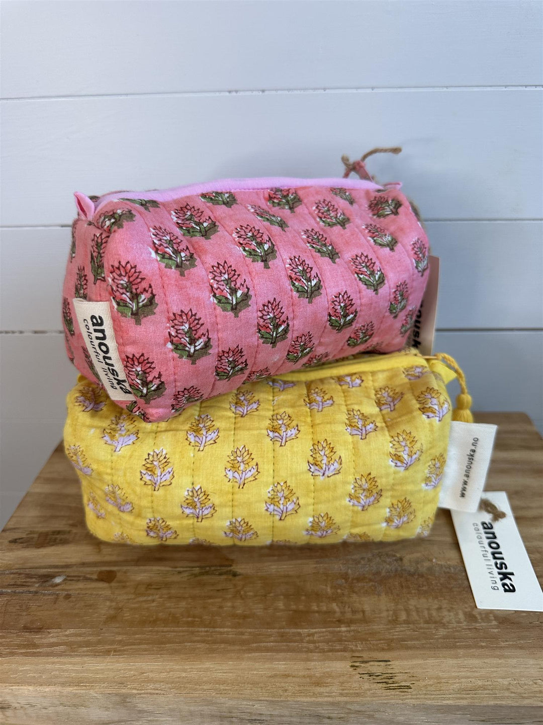 Sminkepung blokktrykket Clementine yellow