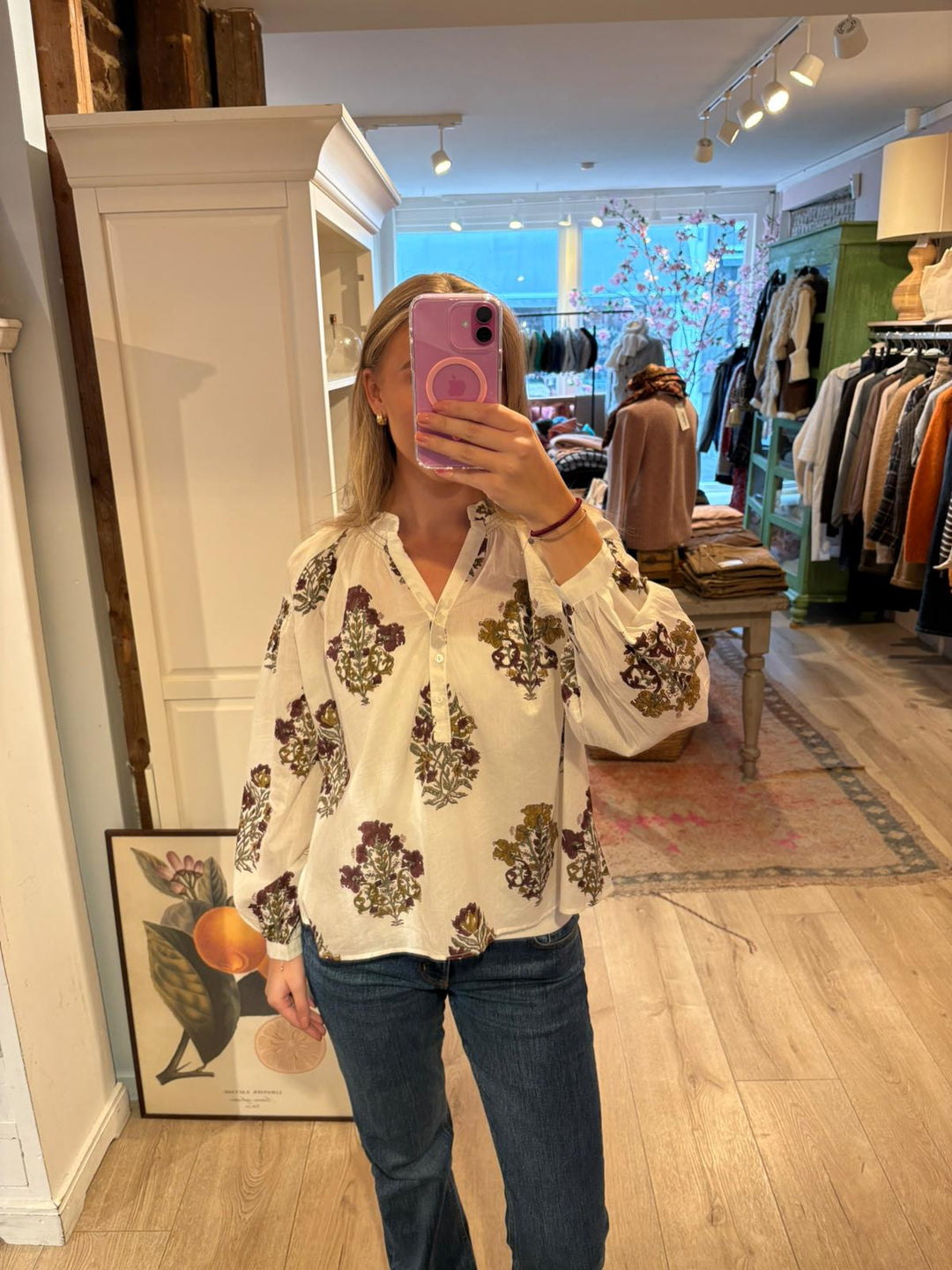 Shiba bluse pink/olive