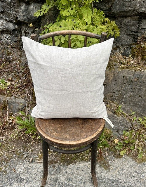 Putetrekk 100% lin blokktrykket mønster 50x50 cm natur, brun & blå