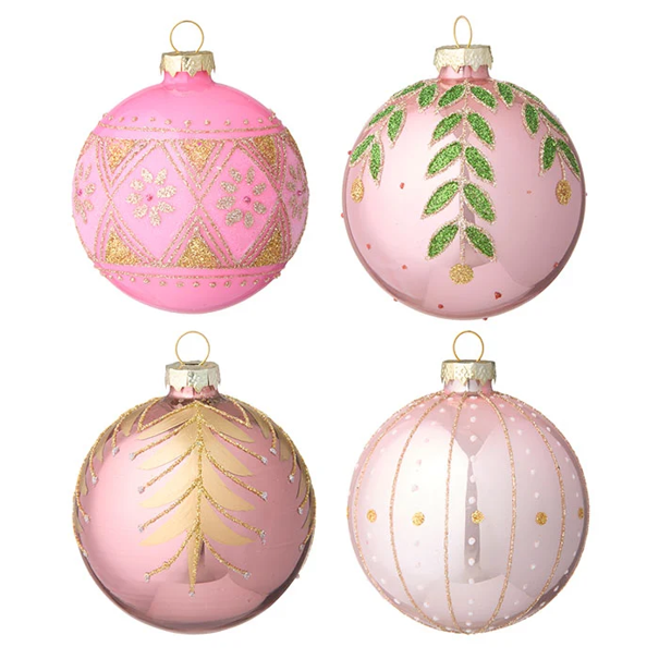 Julekuler Ø8 cm Seraphim Rose 4 pk