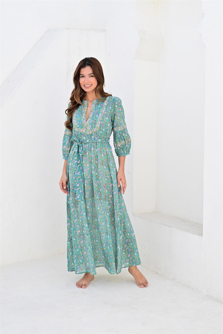 Ville Franche lang kjole jade green