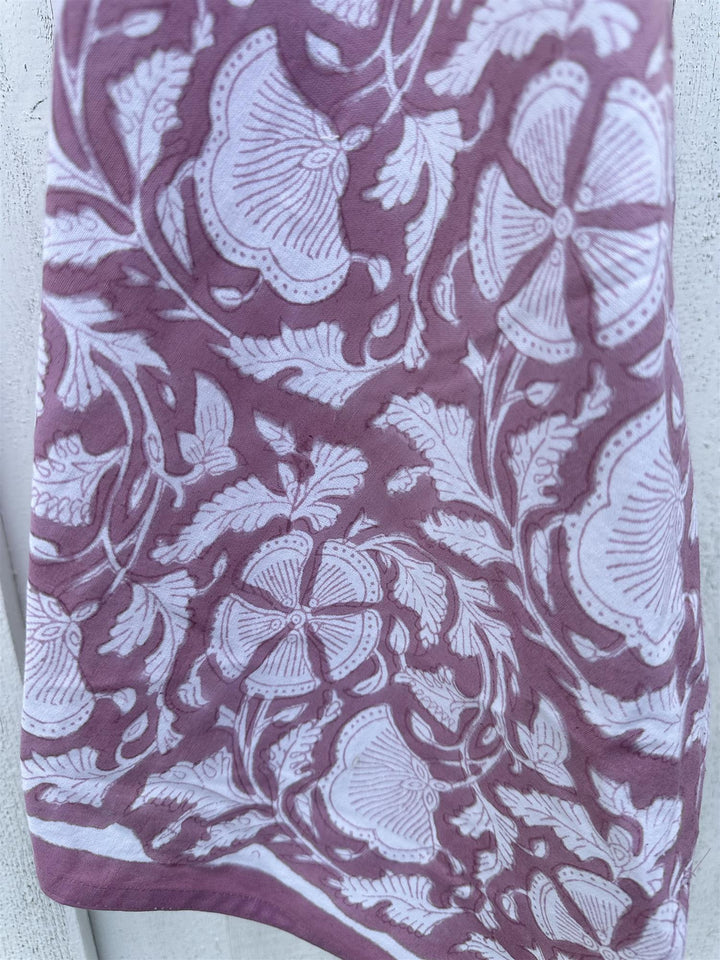 Kjøkkenhåndkle blokkprint natur & old rose