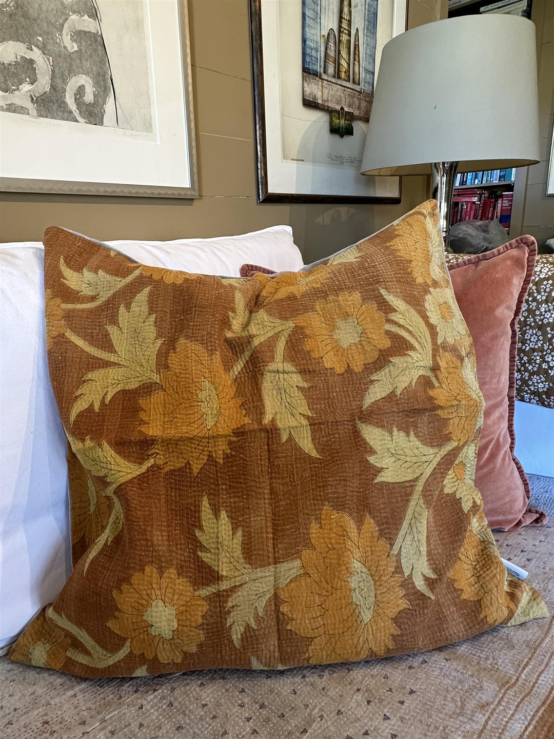 Putetrekk vintage kantha 60 x 60 cm Nr 23