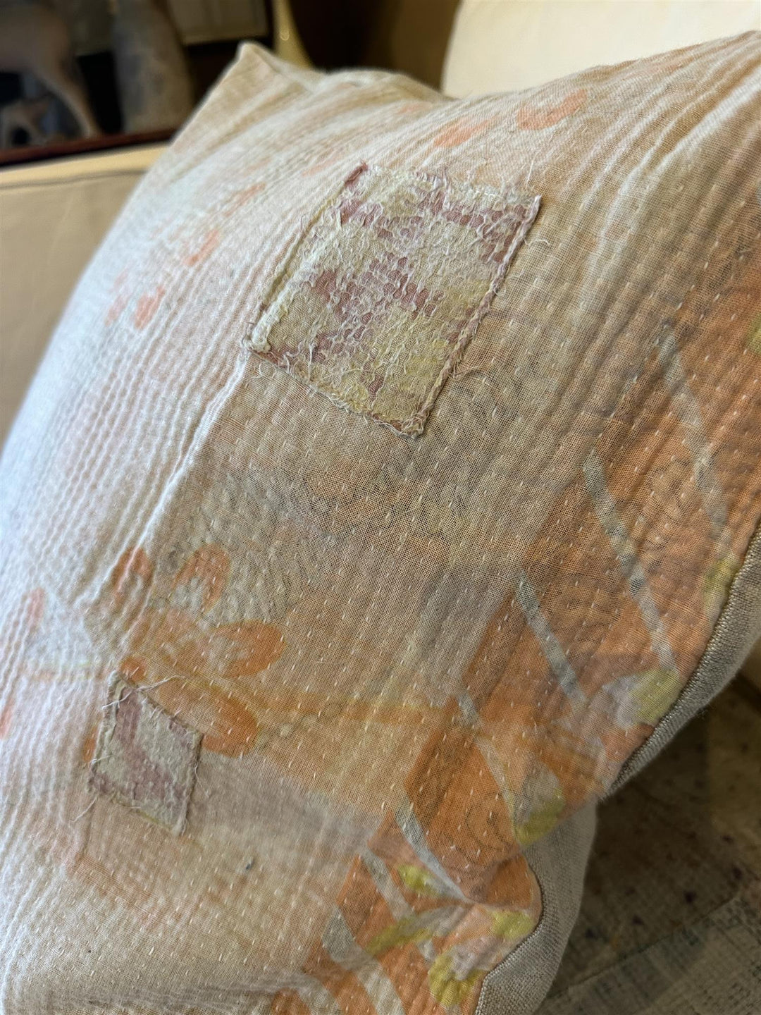Putetrekk vintage kantha 50x50 cm Nr 124