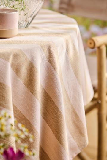 Duk Linus brede striper lysebrun og rosa