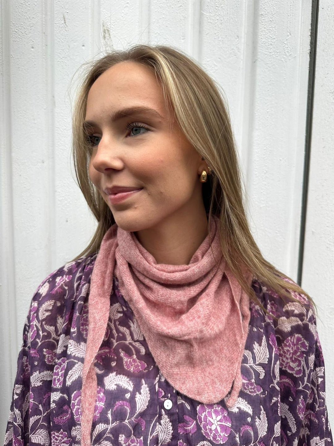 Skjerf trekant cashmere rosa