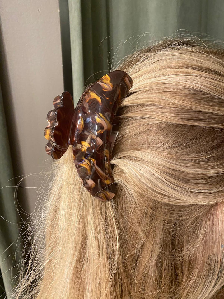 Hårklype Helle pretty autumn big dark brown