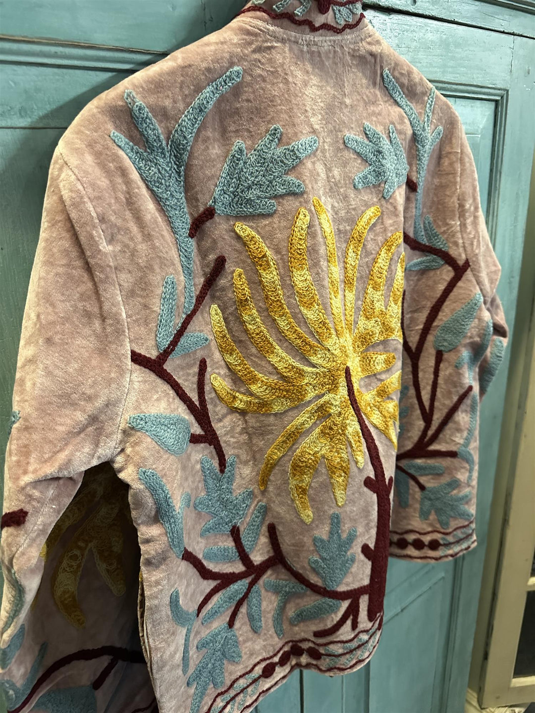 Anouska jakke velur med broderier dusty pink