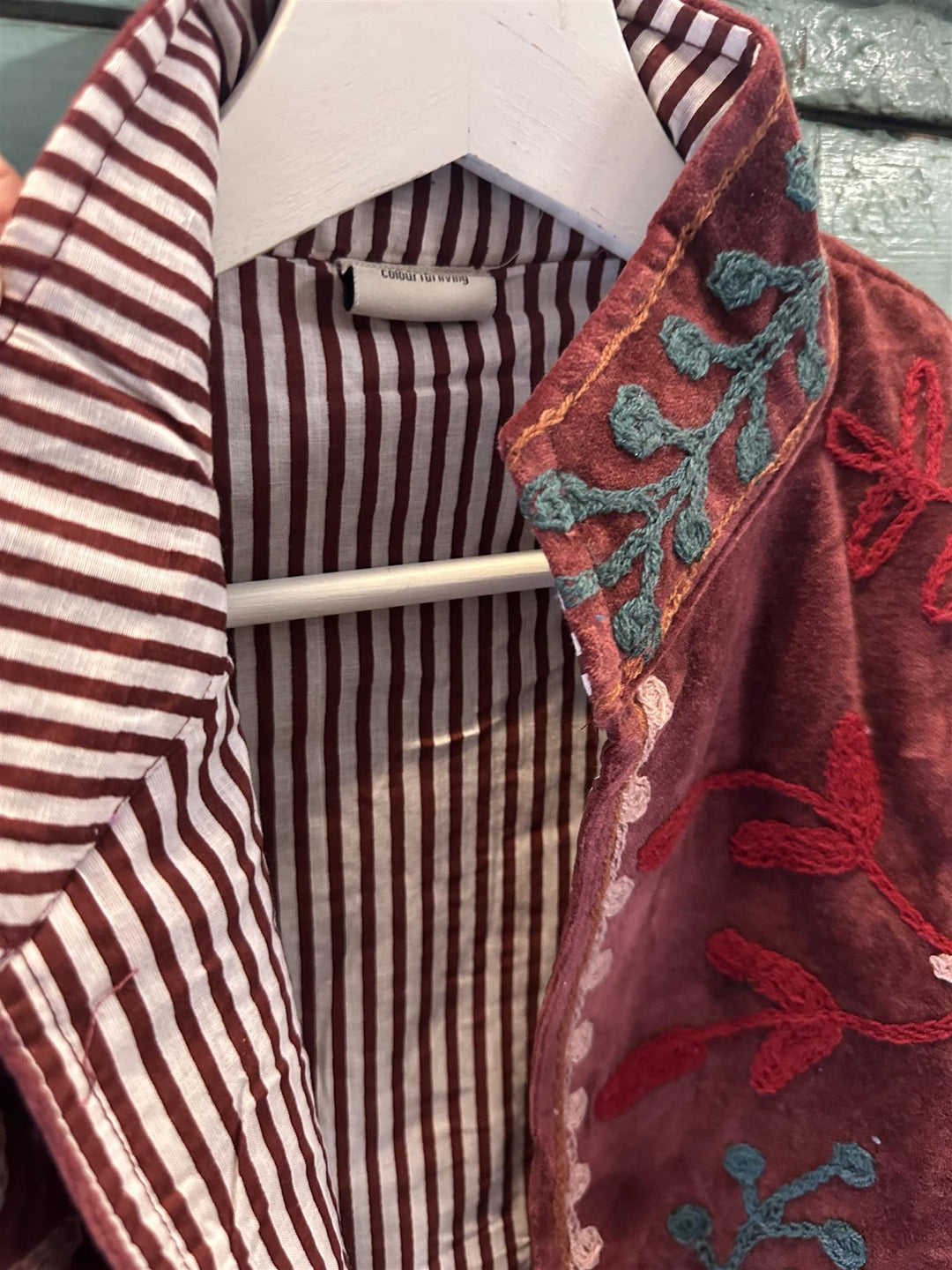 Anouska jakke velur med broderier burgundy