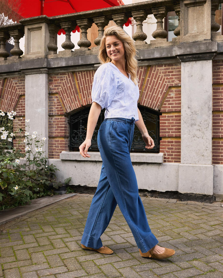 Claudette Palazzo denim rinse