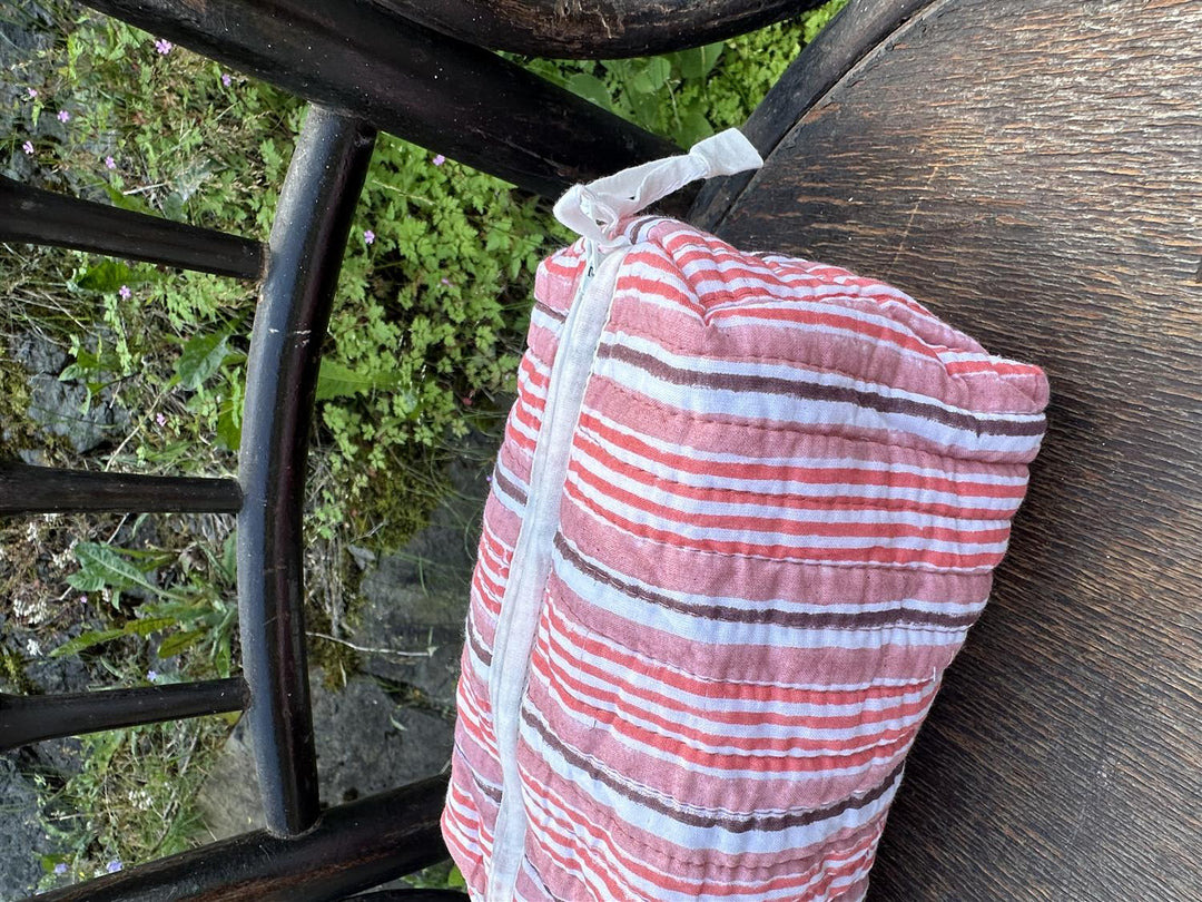 Sminkepung blokktrykket stripe reds