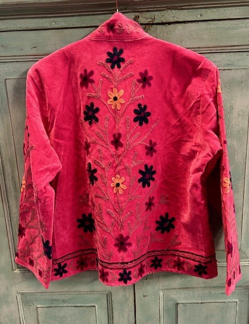 Anouska jakke velur med broderier pink