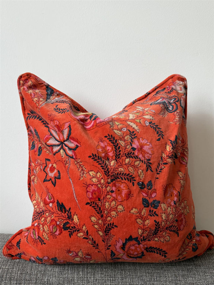 Putetrekk 50 x 50 cm velur blomster orange
