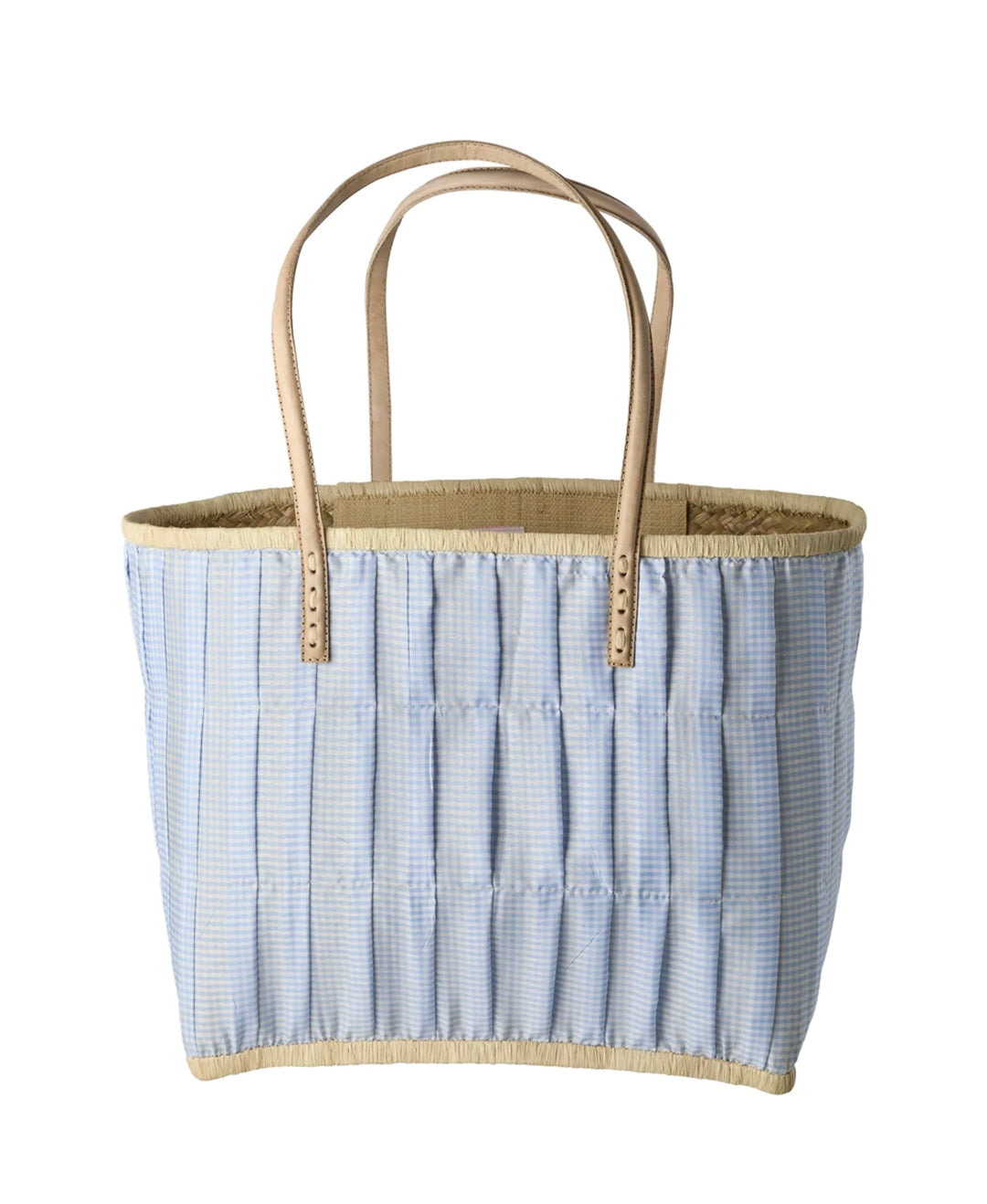 Raffia bag large check blue vichy