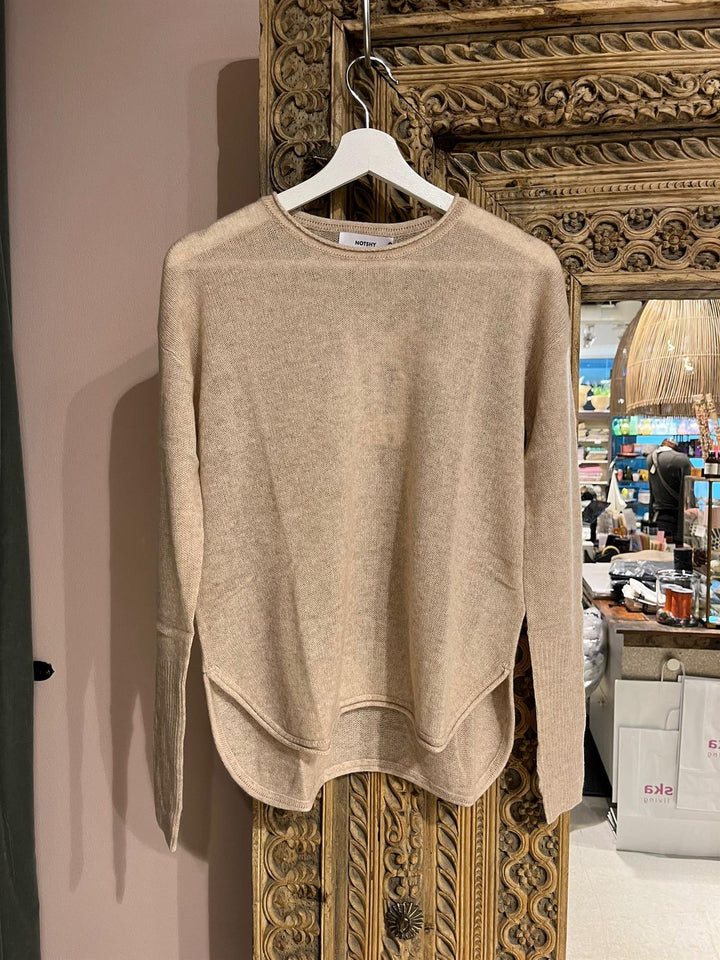 Pippa cashmere genser med rund hals beige chine