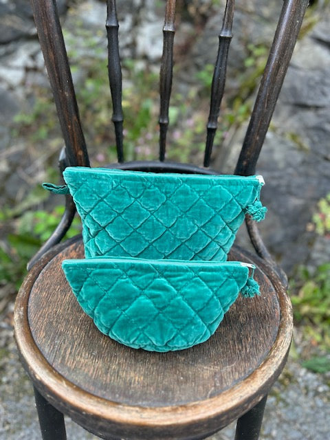 Toalettmappe velur Bright green