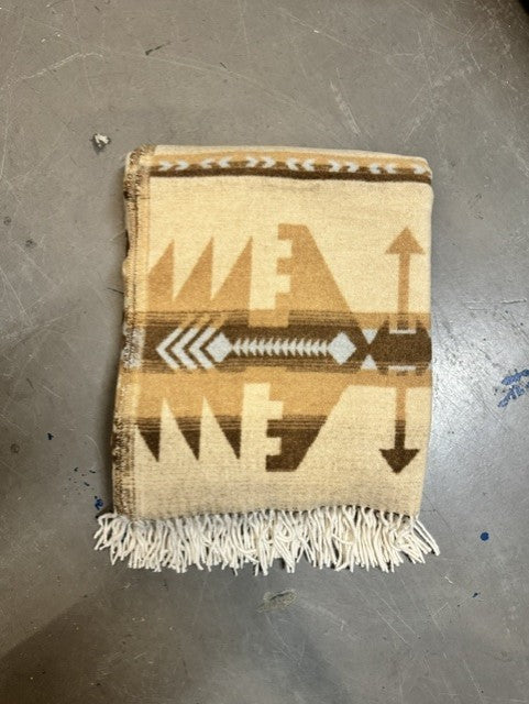 Pledd Navajo beige/camel/lysblå