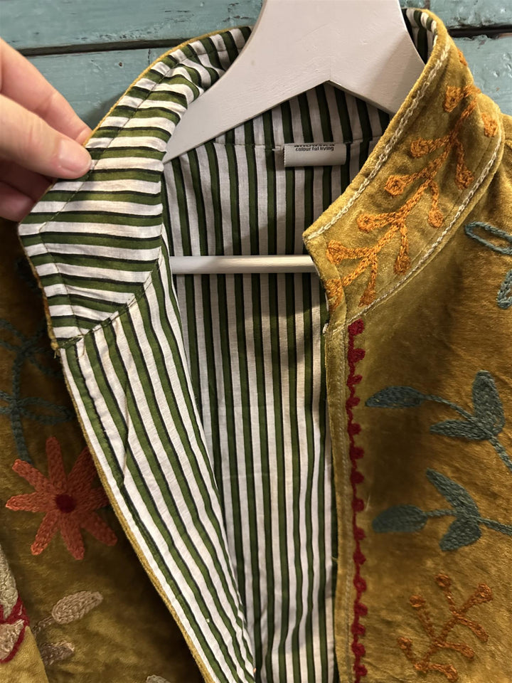 Anouska jakke velur med broderier olive