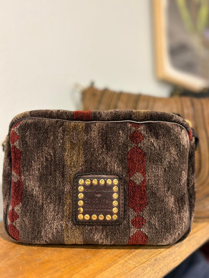 Fulvia veske stoff og skinn bordeaux/brown