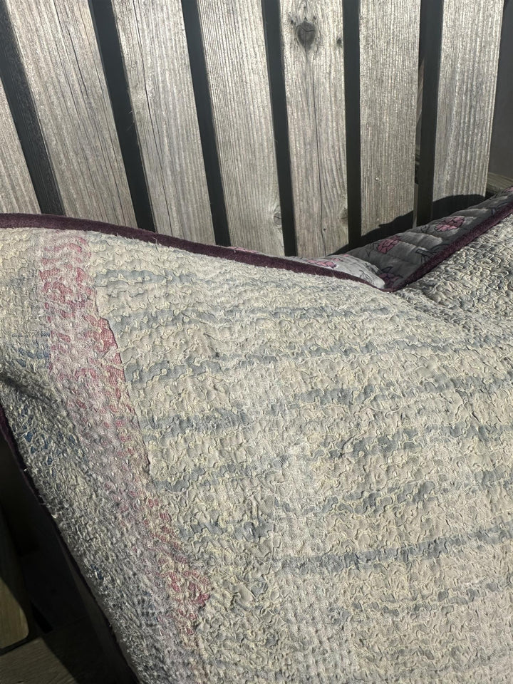 Putetrekk vintage kantha blokktrykket bakside 50x50 cm Nr 1