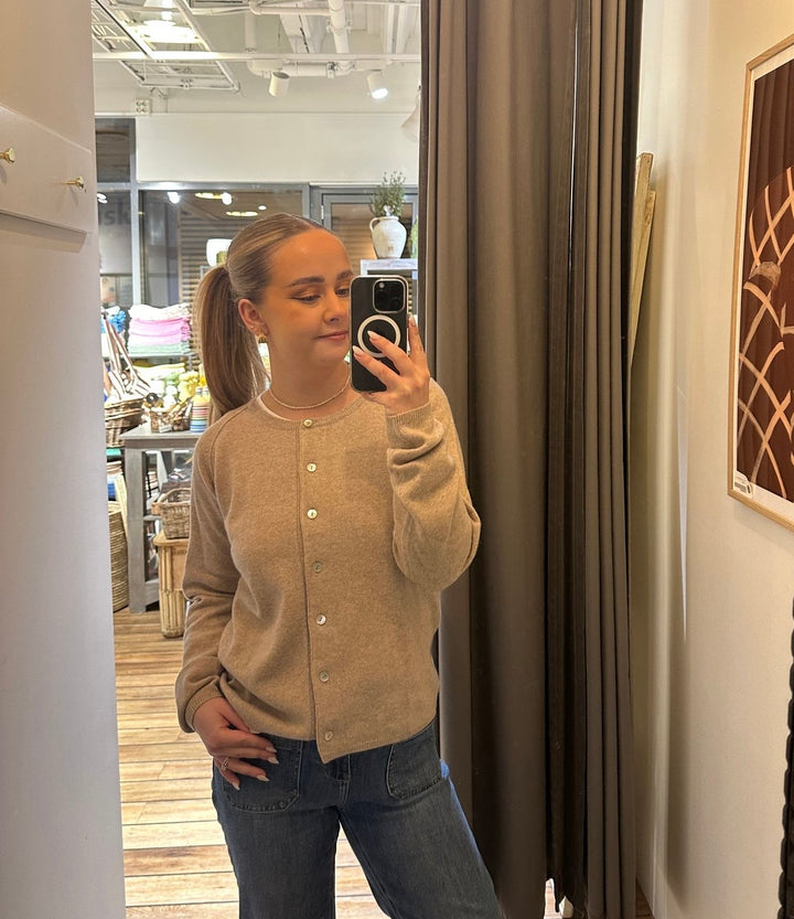 Cashmere cardigan oat beige melange