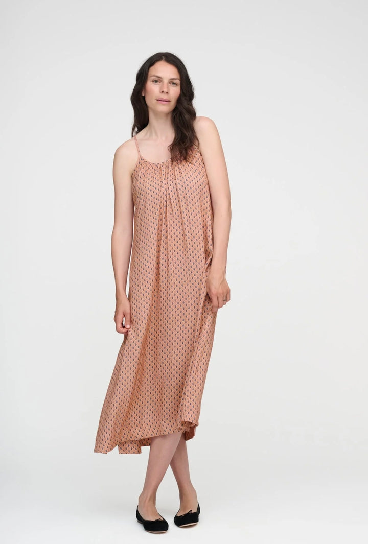 Cave kjole flower peach/ blue