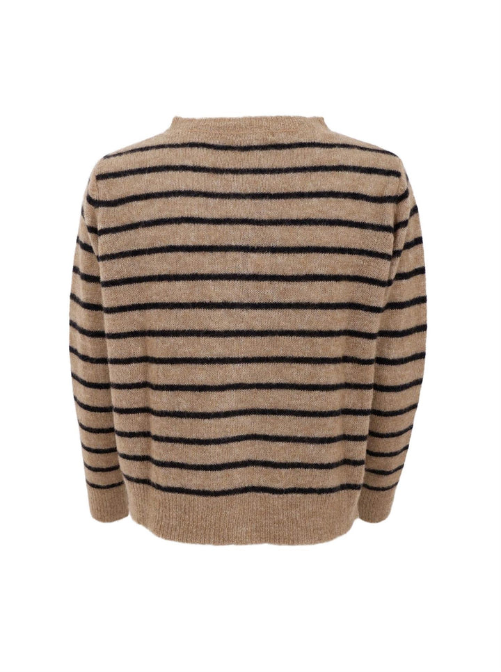 Dell cardigan med striper taupe