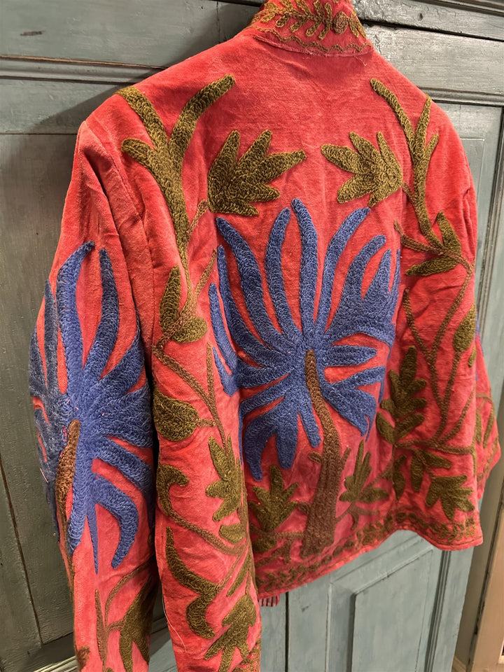 Anouska jakke velur med broderier coral