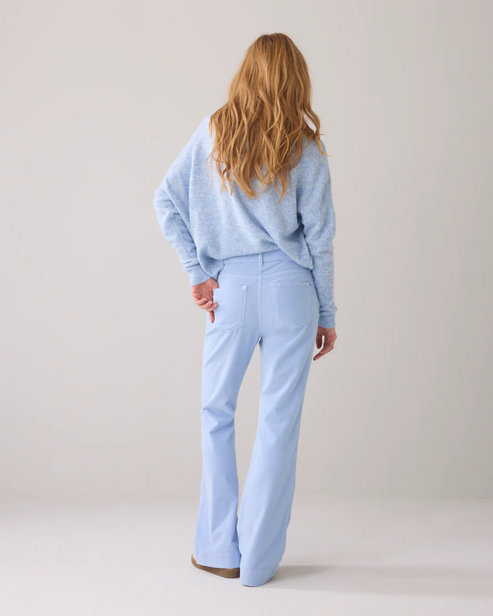 Bukse kordfløyel slim flare powder blue