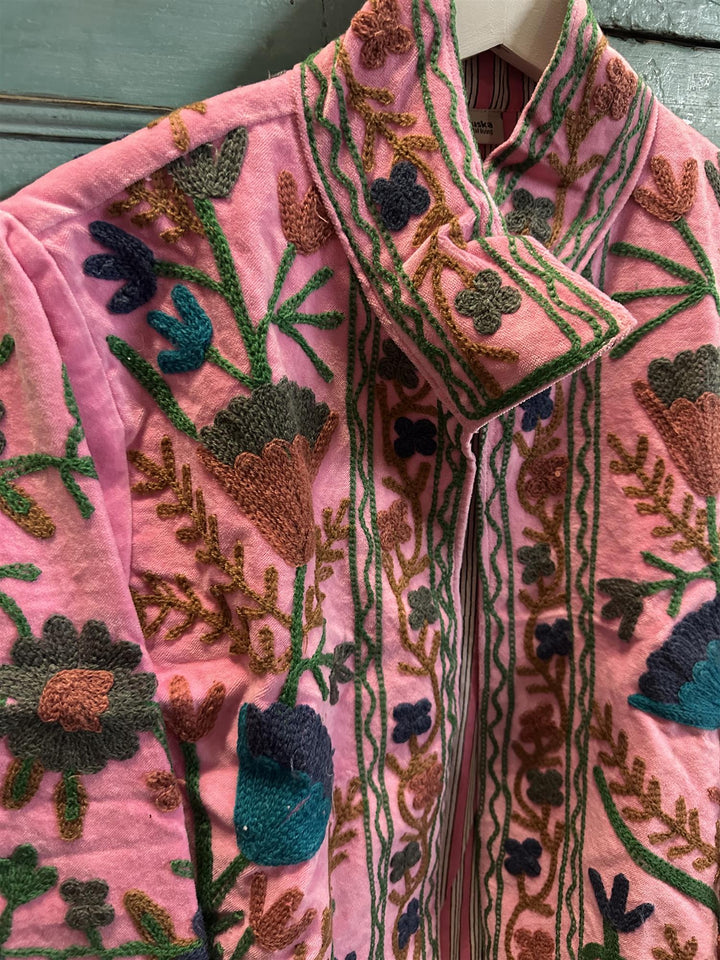 Anouska jakke velur med broderier light pink