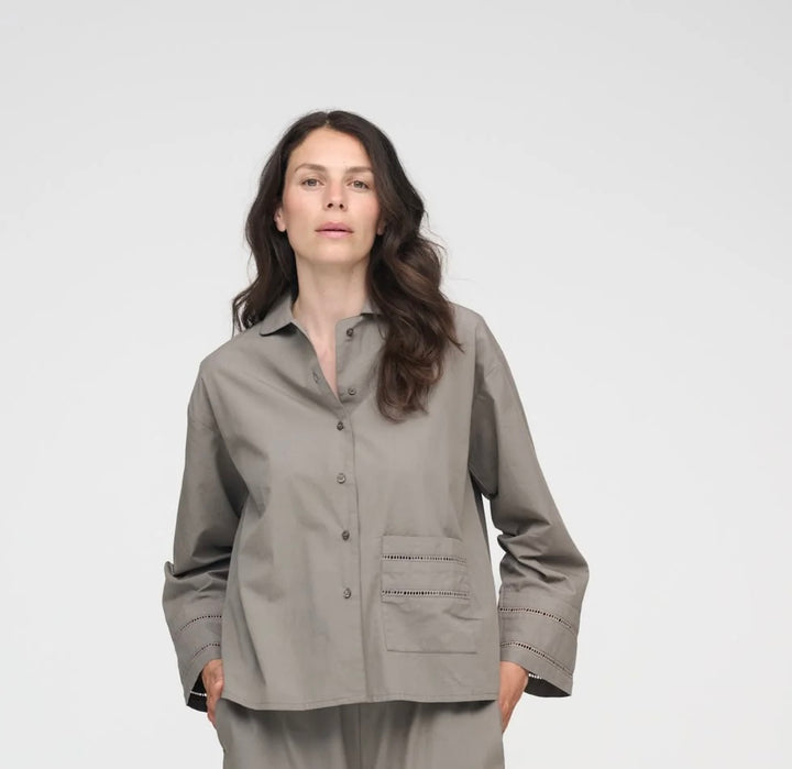 River poplin skjorte sea gray