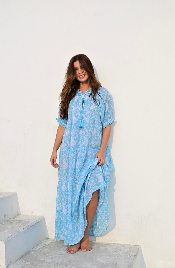 Lyon kjole lang ocean blue