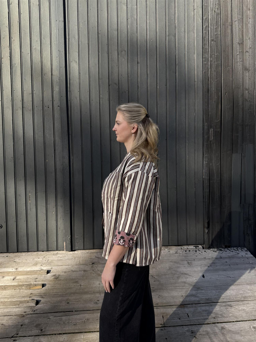 Martha jakke stripet brun & natur
