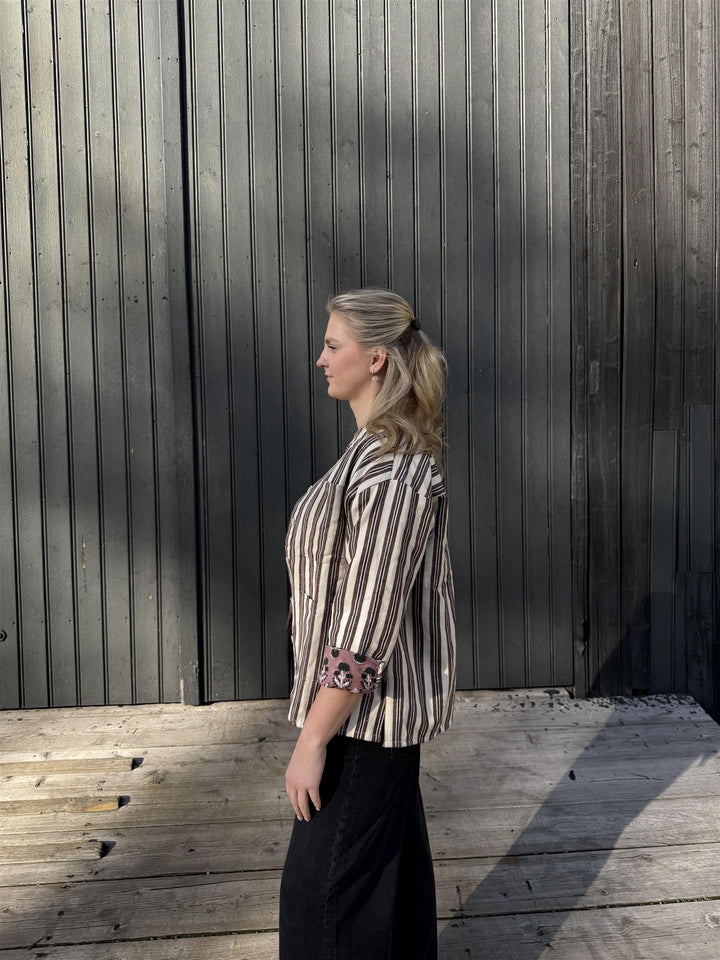 Martha jakke stripet brun & natur