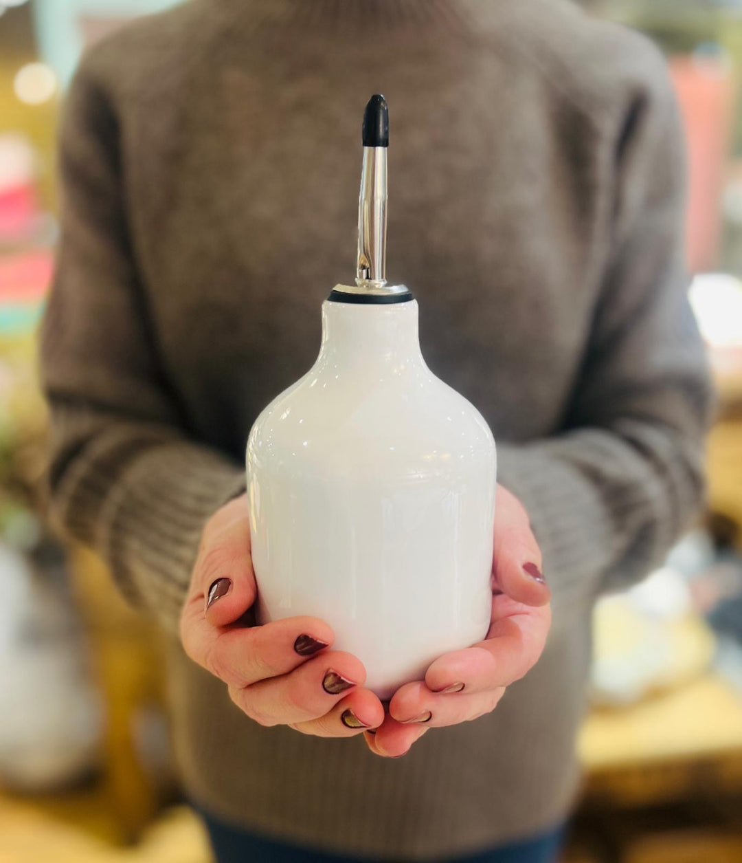 Veluto oljeflaske med helletut H 18 cm hvit