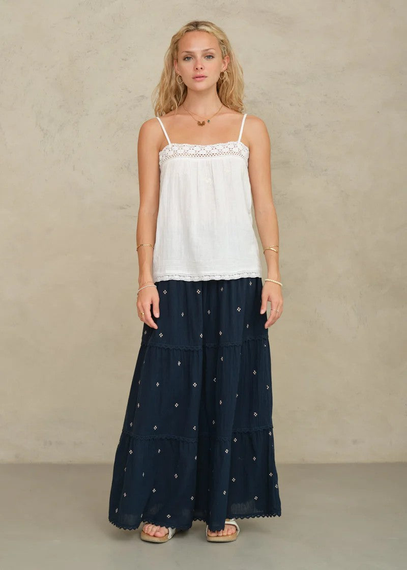Lucca emb maxi skjørt indigo