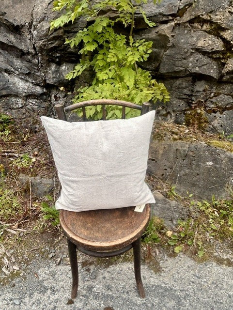 Putetrekk 100% lin blokktrykket mønster 50x50 cm natur & grønn